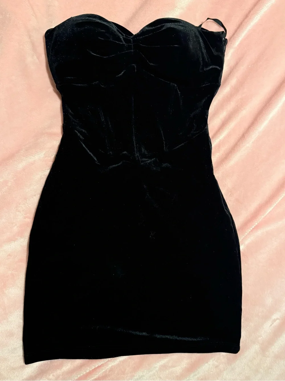 Windsor Strapless Velvet Bodycon Dress in Black - Picture 3 of 4